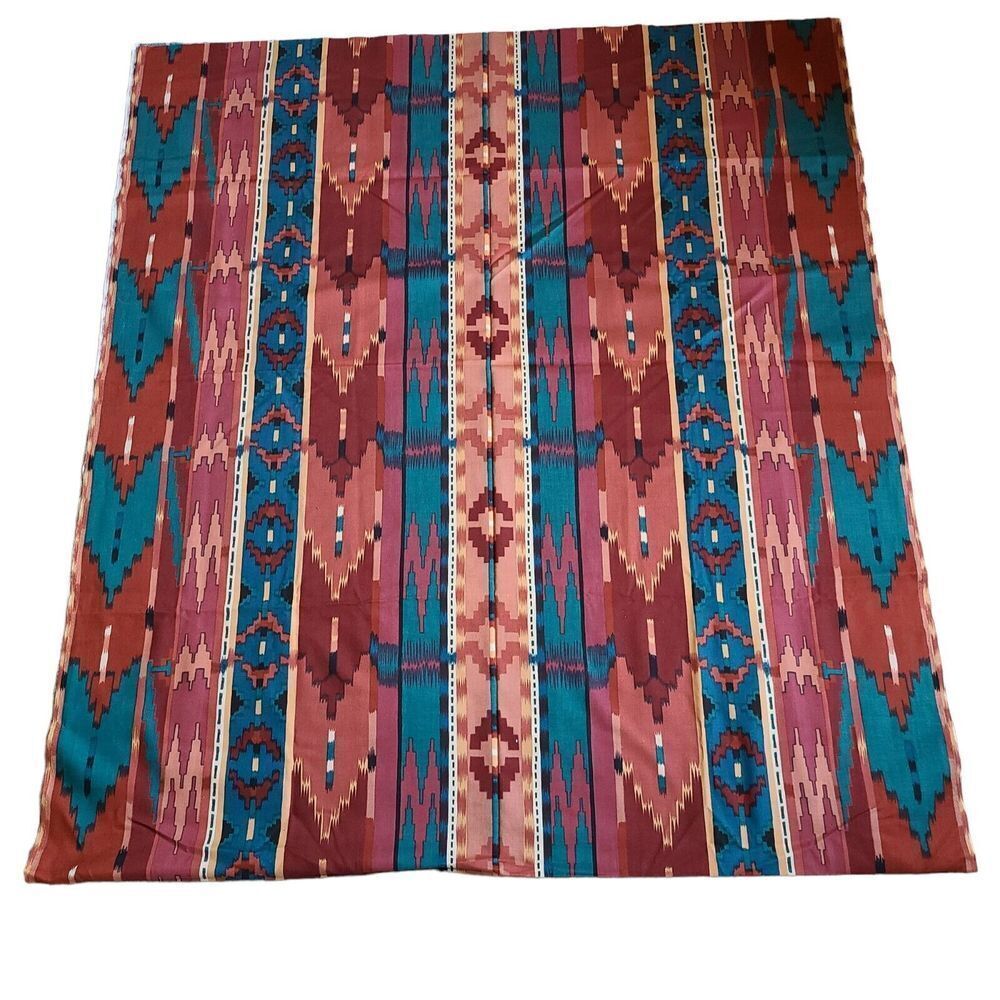 Southwest Stripe Fabric Western Aztec Brown, Blue, Green Cotton 2 3/4 yards‎